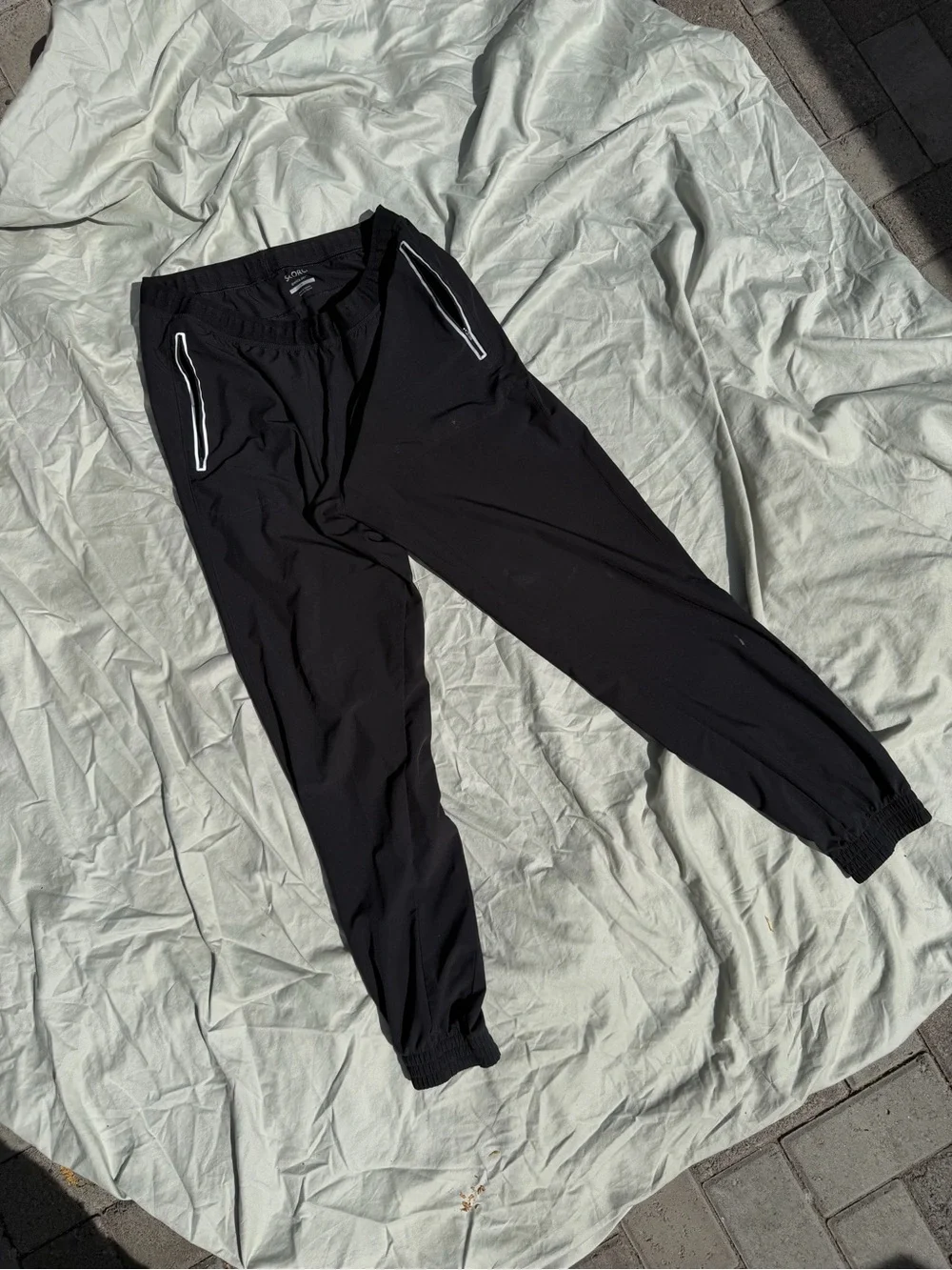 Men's Black Jogger Pants with Reflective Trim